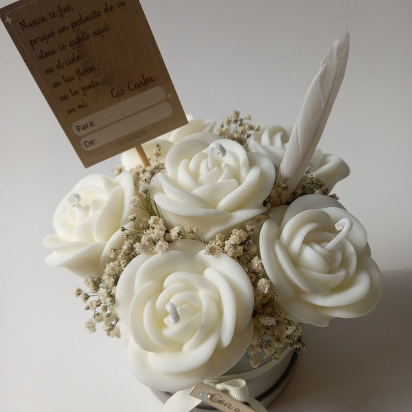 Bouquet De Rosas Blancas caja gris