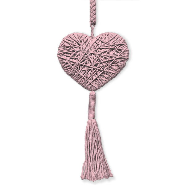 CORAZÓN ROSA PASTEL EN MACRAME