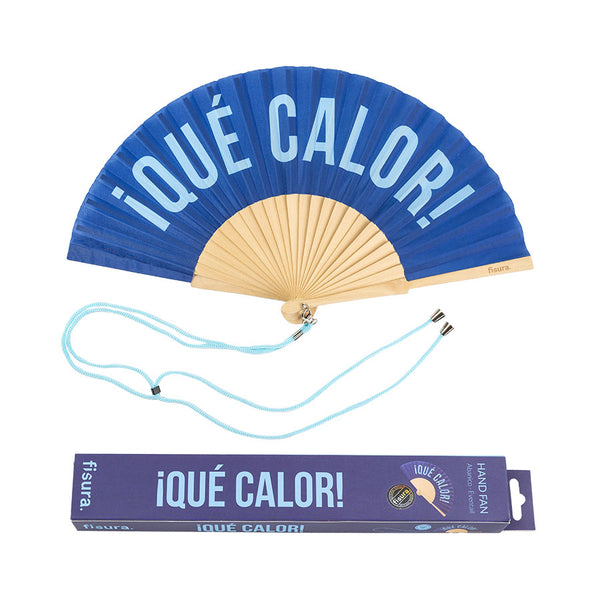 Abanico Que calor Azul
