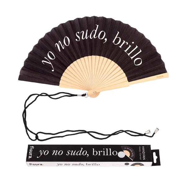 Abanico "Yo no sudo, brillo" Negro