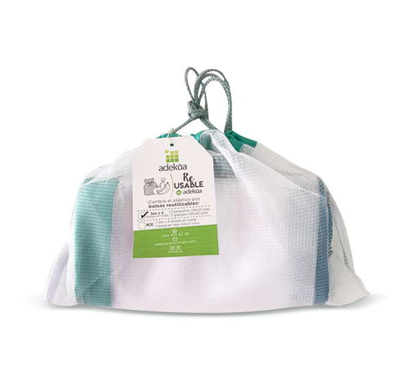 Set x 6 bolsas reutilizables para vegetales