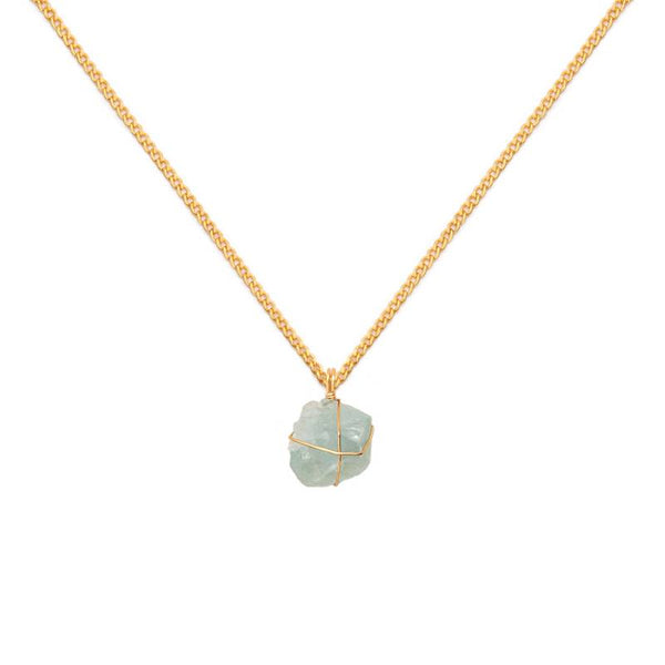 COLLAR CADENA ORO AGUAMARINA