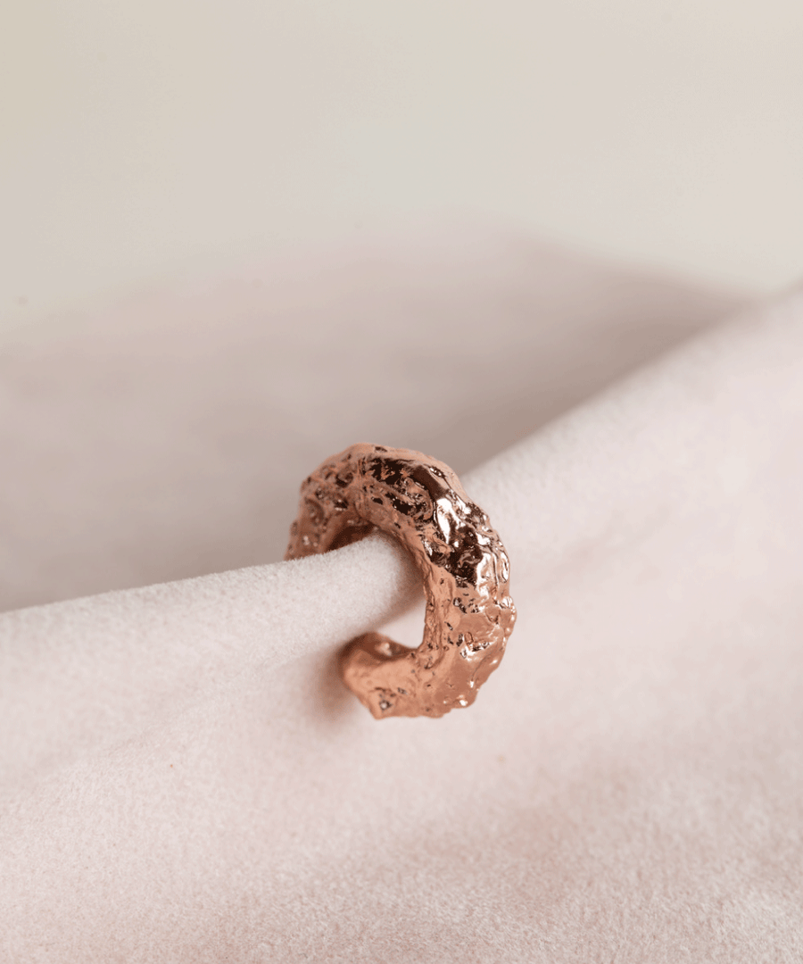 Earcuff Gordo Corrugado Oro Rosa