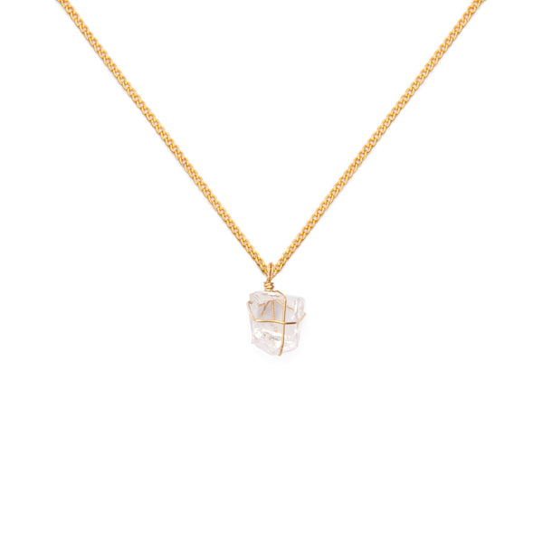 COLLAR CADENA ORO CRISTAL DE CUARZO