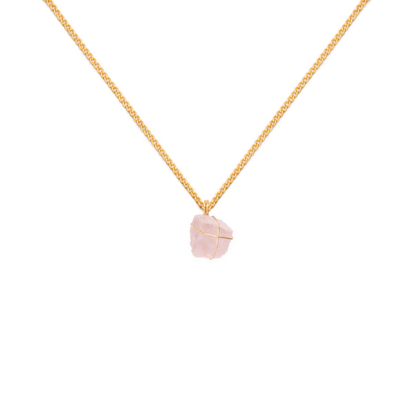 COLLAR CADENA ORO CUARZO ROSADO